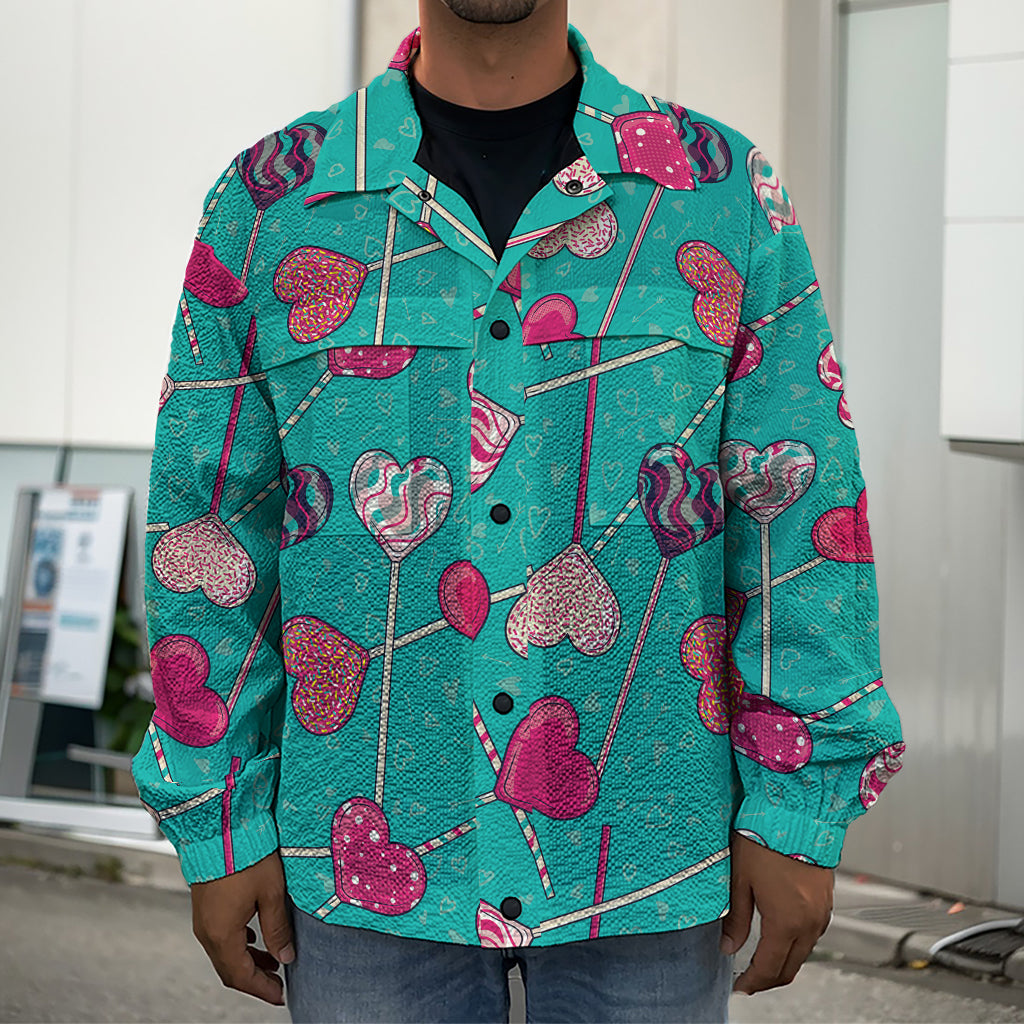 Retro Lollipop Pattern Print Men's Shirt Jacket