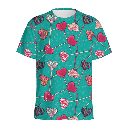 Retro Lollipop Pattern Print Men's Sports T-Shirt