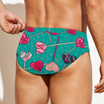 Retro Lollipop Pattern Print Men's Swim Briefs