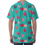 Retro Lollipop Pattern Print Men's Velvet T-Shirt