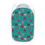 Retro Lollipop Pattern Print Mesh Laundry Hamper