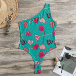 Retro Lollipop Pattern Print One Shoulder Bodysuit