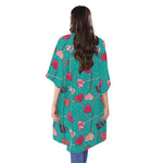 Retro Lollipop Pattern Print Open Front Beach Cover Up