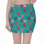 Retro Lollipop Pattern Print Pencil Mini Skirt