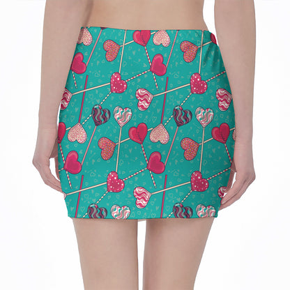 Retro Lollipop Pattern Print Pencil Mini Skirt