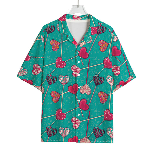 Retro Lollipop Pattern Print Rayon Hawaiian Shirt