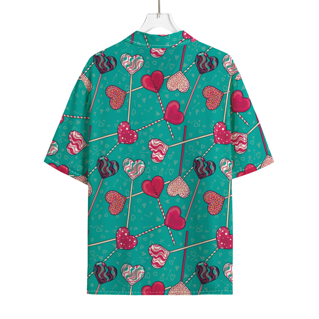 Retro Lollipop Pattern Print Rayon Hawaiian Shirt
