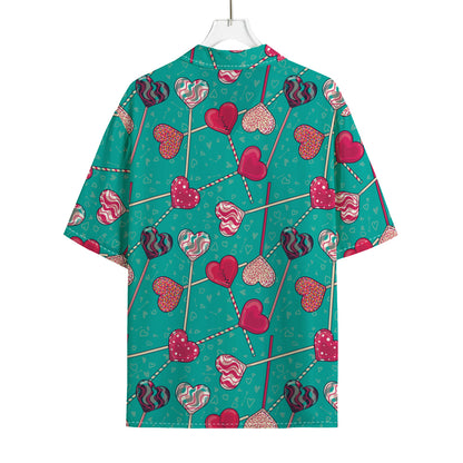 Retro Lollipop Pattern Print Rayon Hawaiian Shirt