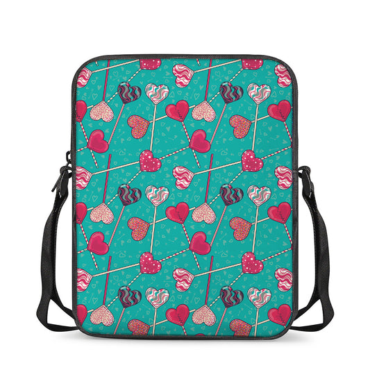 Retro Lollipop Pattern Print Rectangular Crossbody Bag