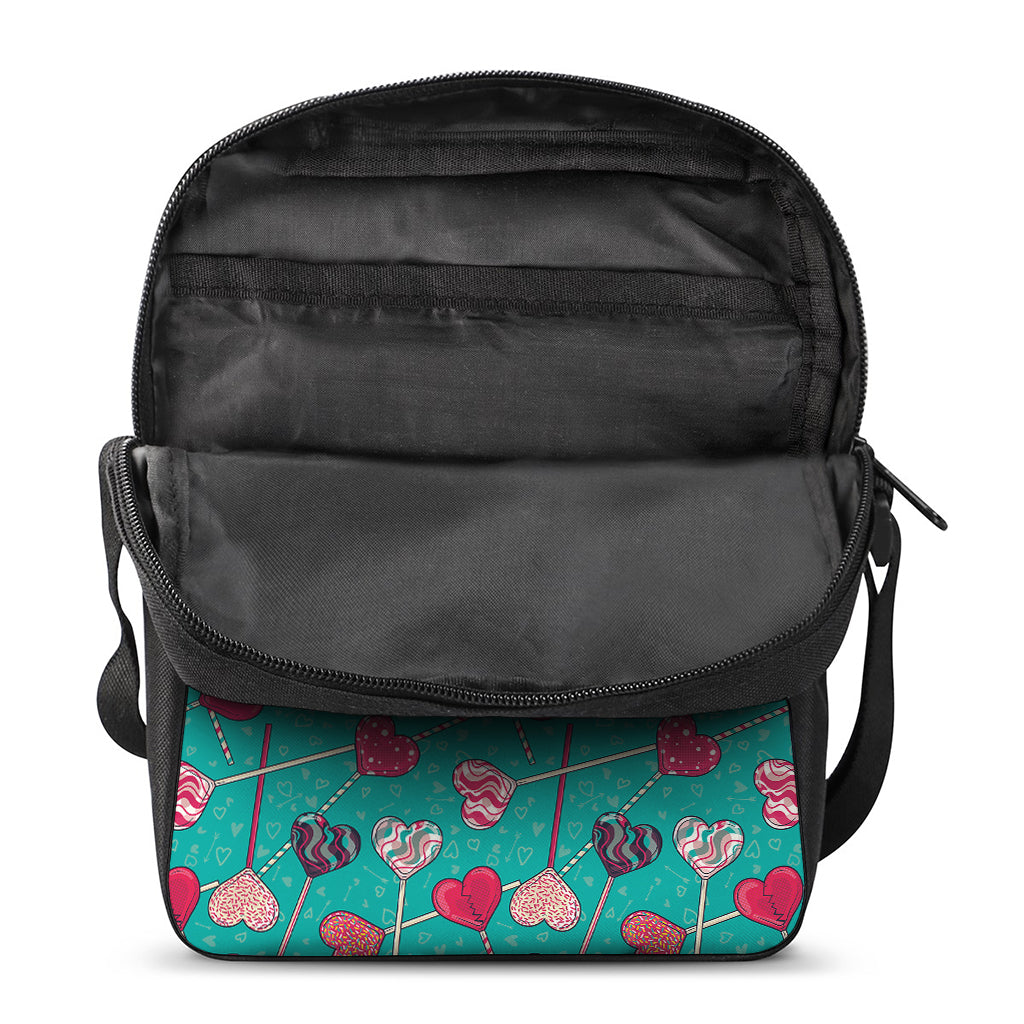 Retro Lollipop Pattern Print Rectangular Crossbody Bag