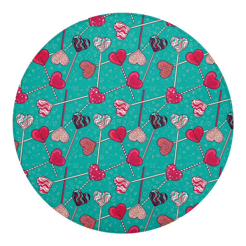 Retro Lollipop Pattern Print Round Blanket