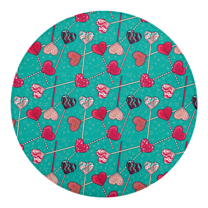 Retro Lollipop Pattern Print Round Blanket
