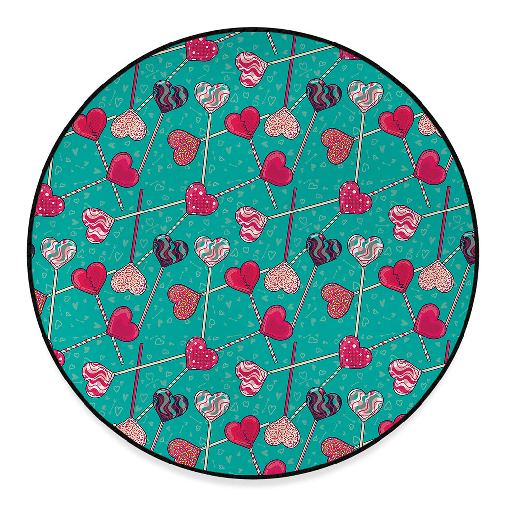 Retro Lollipop Pattern Print Round Floor Mat