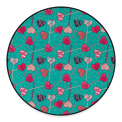 Retro Lollipop Pattern Print Round Floor Mat