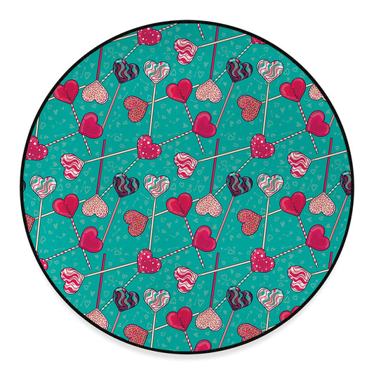 Retro Lollipop Pattern Print Round Floor Mat