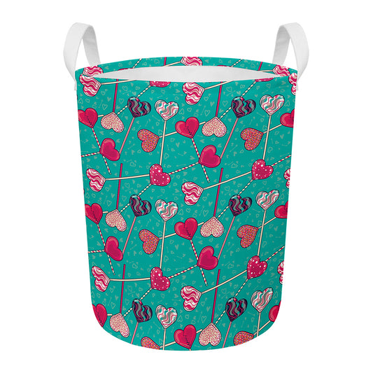 Retro Lollipop Pattern Print Round Laundry Basket