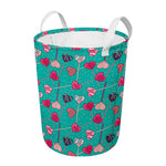 Retro Lollipop Pattern Print Round Laundry Basket