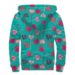 Retro Lollipop Pattern Print Sherpa Lined Zip Up Hoodie
