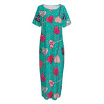 Retro Lollipop Pattern Print Short Sleeve Long Nightdress