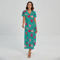 Retro Lollipop Pattern Print Short Sleeve Maxi Dress