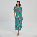 Retro Lollipop Pattern Print Short Sleeve Maxi Dress