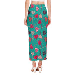Retro Lollipop Pattern Print Side Slit Maxi Skirt