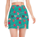 Retro Lollipop Pattern Print Side Slit Mini Skirt
