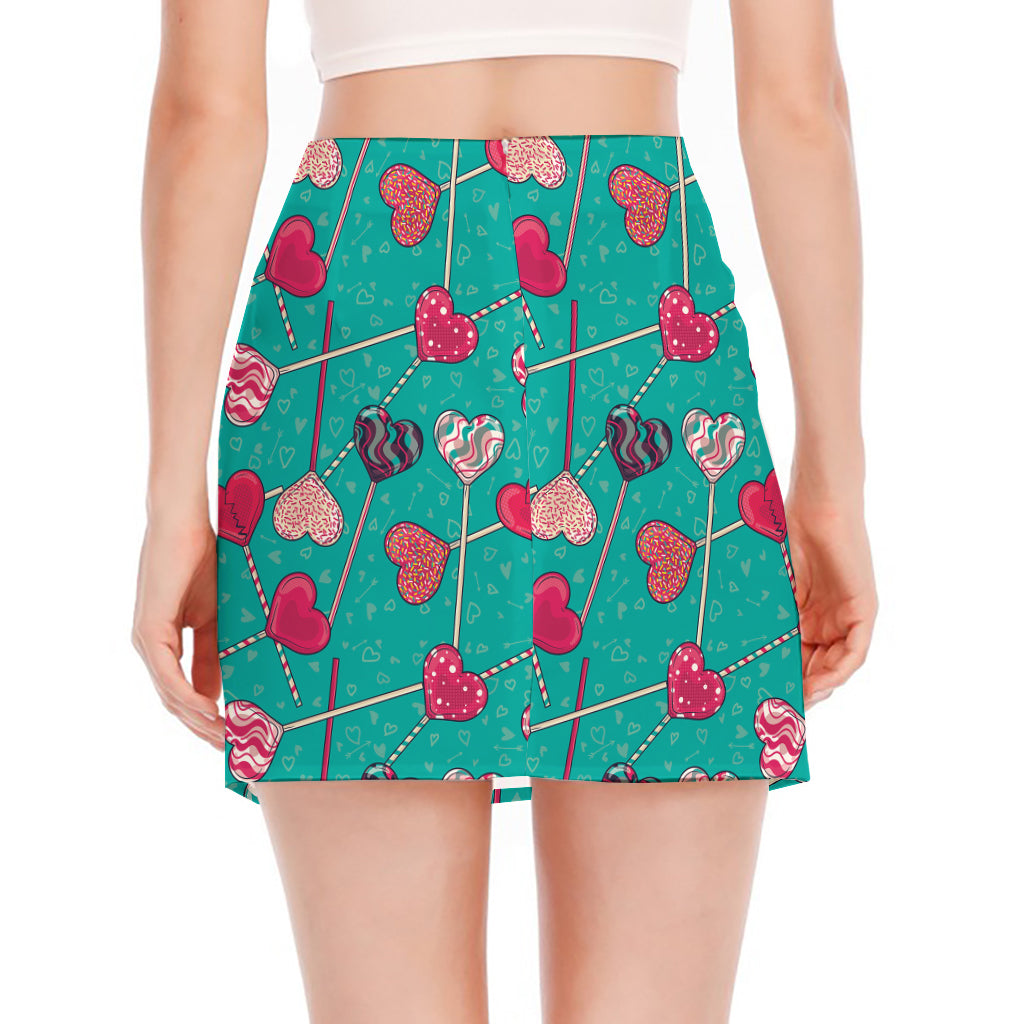 Retro Lollipop Pattern Print Side Slit Mini Skirt