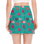 Retro Lollipop Pattern Print Side Slit Mini Skirt