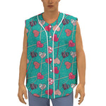 Retro Lollipop Pattern Print Sleeveless Baseball Jersey