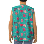 Retro Lollipop Pattern Print Sleeveless Baseball Jersey