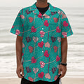 Retro Lollipop Pattern Print Textured Short Sleeve Shirt