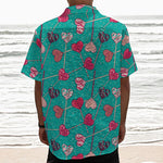 Retro Lollipop Pattern Print Textured Short Sleeve Shirt