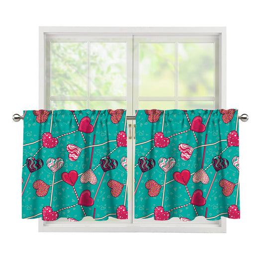 Retro Lollipop Pattern Print Tier Curtains