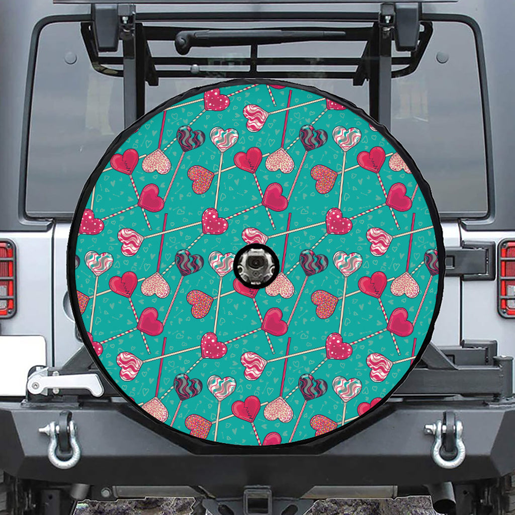 Retro Lollipop Pattern Print Tire Cover With Camera Hole