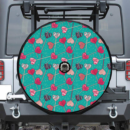 Retro Lollipop Pattern Print Tire Cover With Camera Hole
