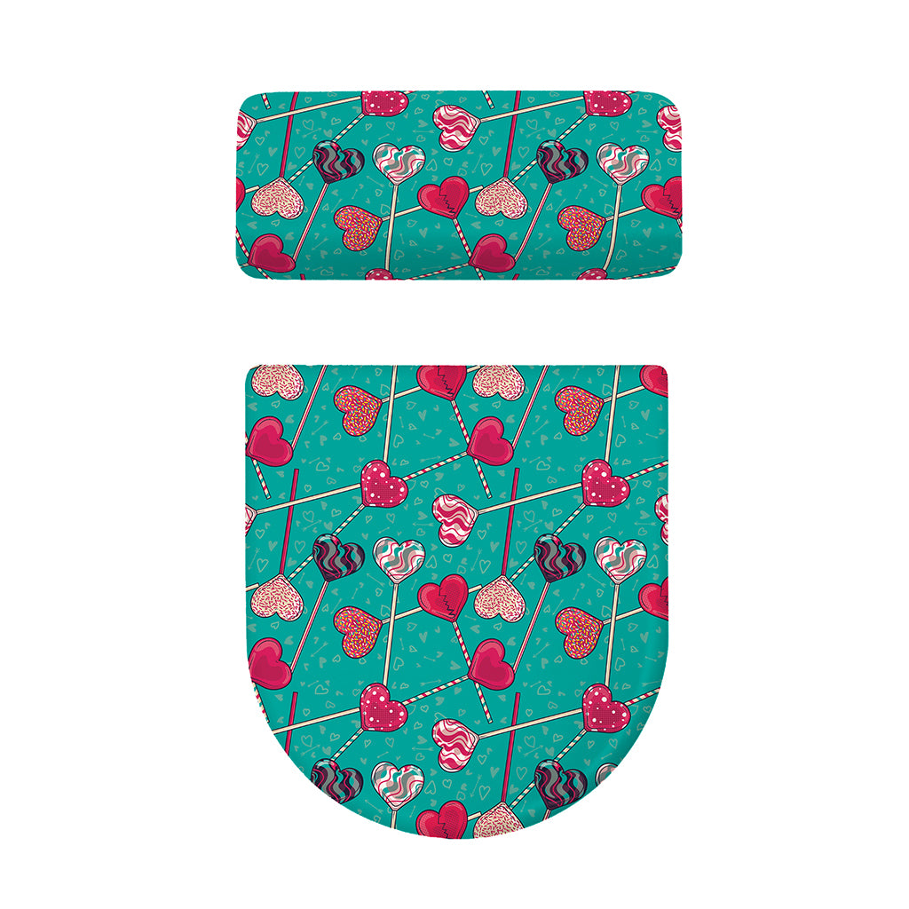 Retro Lollipop Pattern Print Toilet Lid And Tank Cover Set