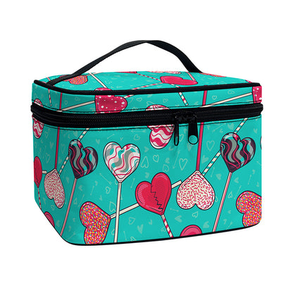 Retro Lollipop Pattern Print Travel Makeup Bag