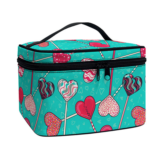 Retro Lollipop Pattern Print Travel Makeup Bag