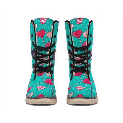 Retro Lollipop Pattern Print Winter Boots