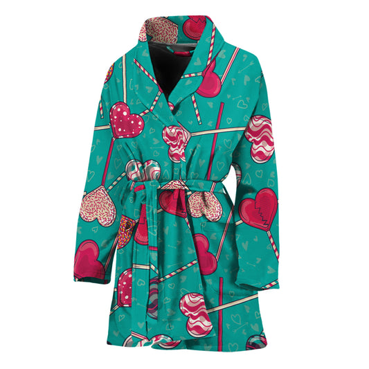 Retro Lollipop Pattern Print Women's Bathrobe