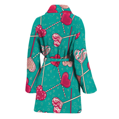 Retro Lollipop Pattern Print Women's Bathrobe