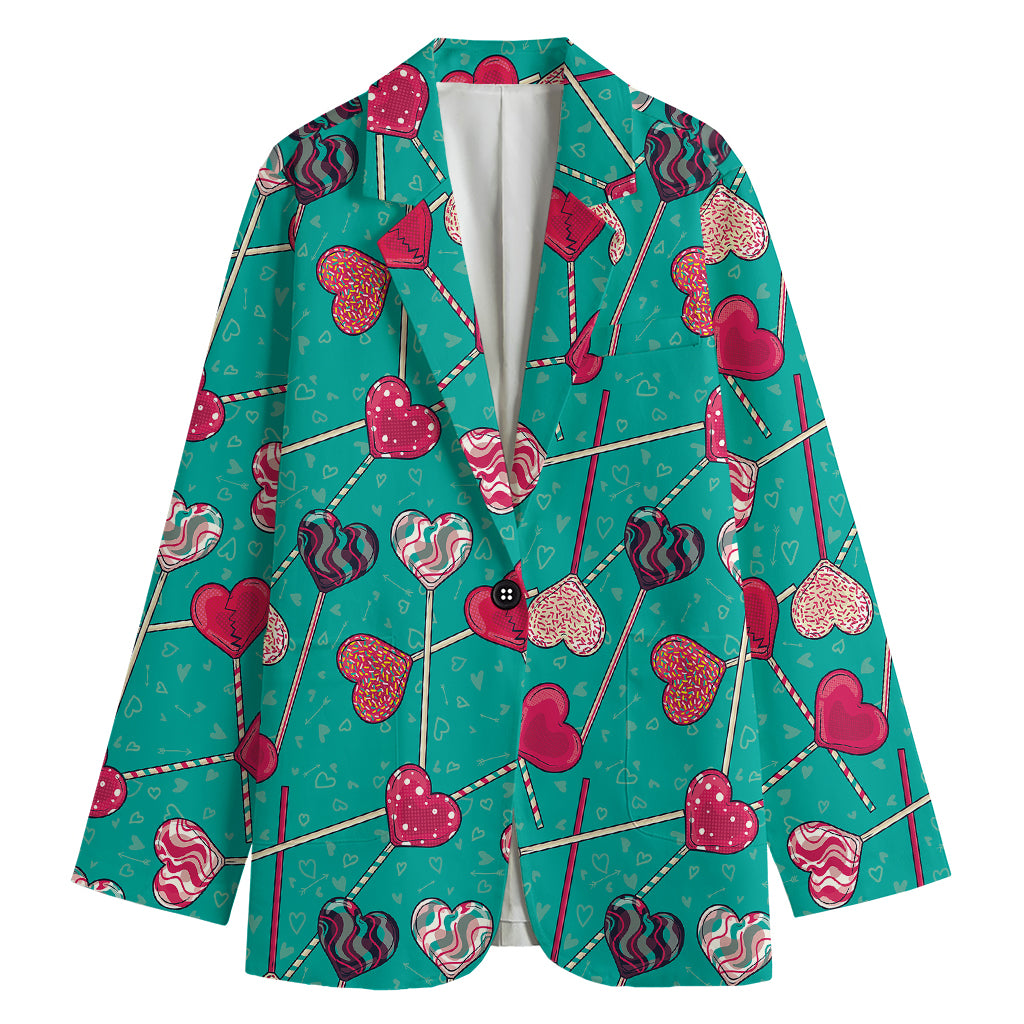 Retro Lollipop Pattern Print Women's Blazer