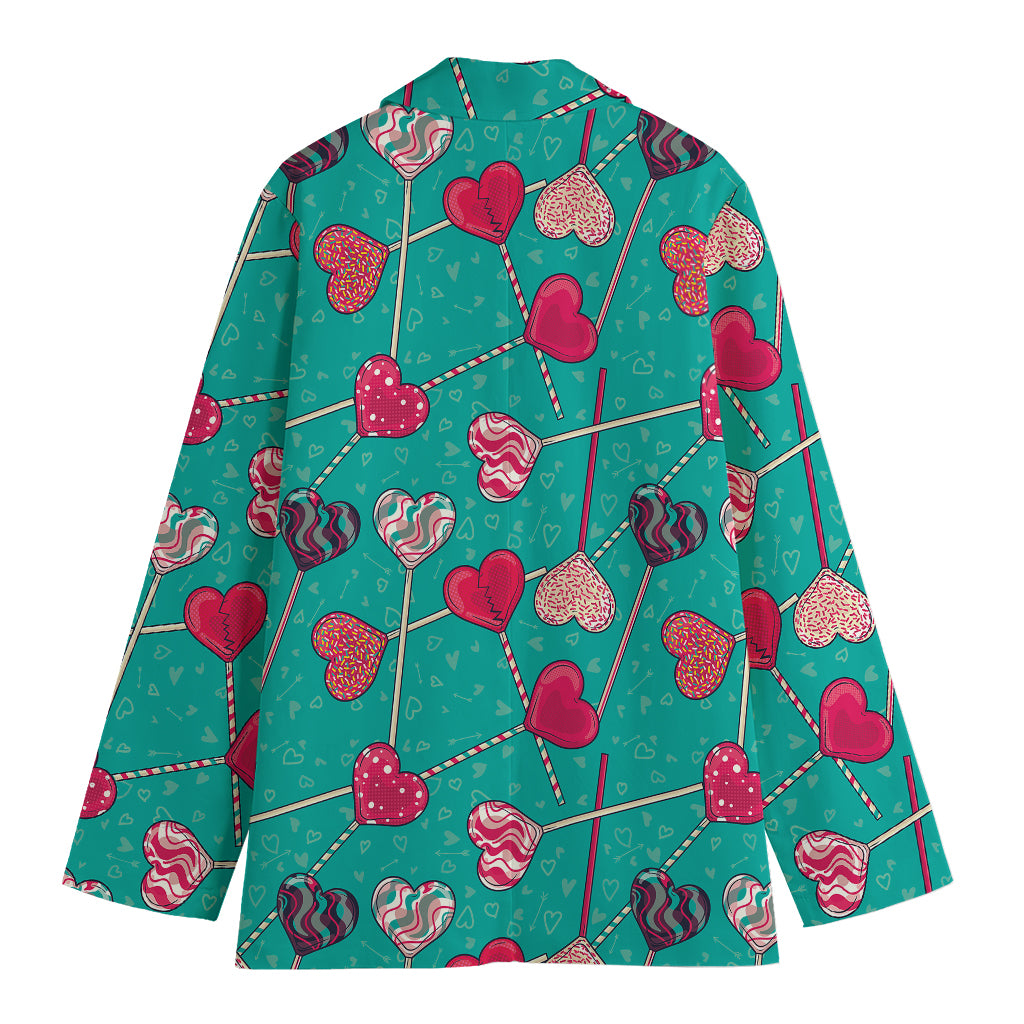 Retro Lollipop Pattern Print Women's Blazer