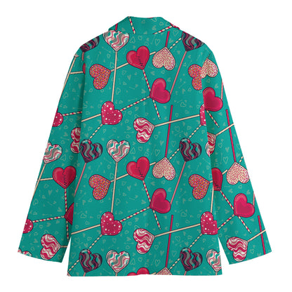 Retro Lollipop Pattern Print Women's Blazer