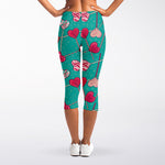 Retro Lollipop Pattern Print Women's Capri Leggings