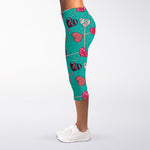 Retro Lollipop Pattern Print Women's Capri Leggings