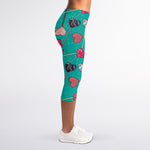 Retro Lollipop Pattern Print Women's Capri Leggings