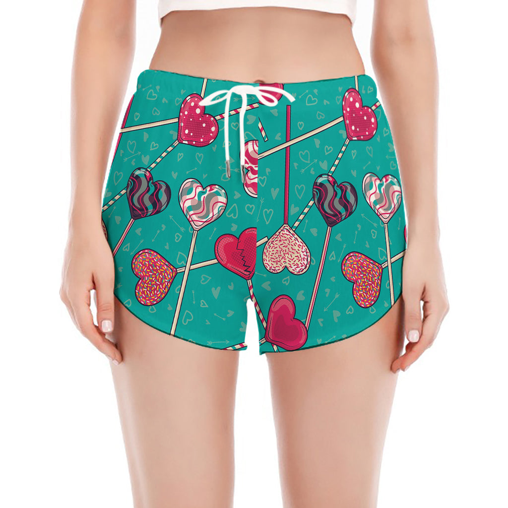 Retro Lollipop Pattern Print Women's Split Running Shorts