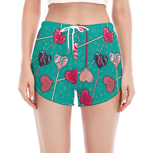 Retro Lollipop Pattern Print Women's Split Running Shorts